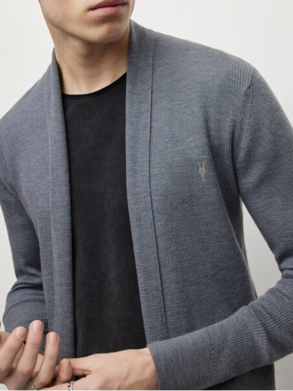 ALLSAINTS Mode Merino Cardigan - Classic Ribbed Knit